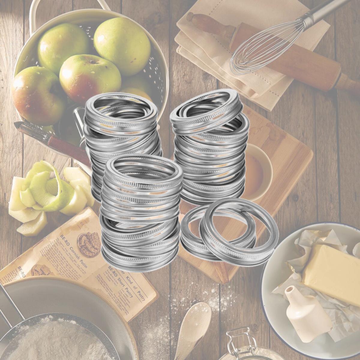Picture of Fresh Fab Finds FFF-GPCT2925 Replacement Regular Mouth Canning Metal Rings Split-Type Jar Bands for Ball Kerr Mason Jars, White - 24 Piece - Unisex