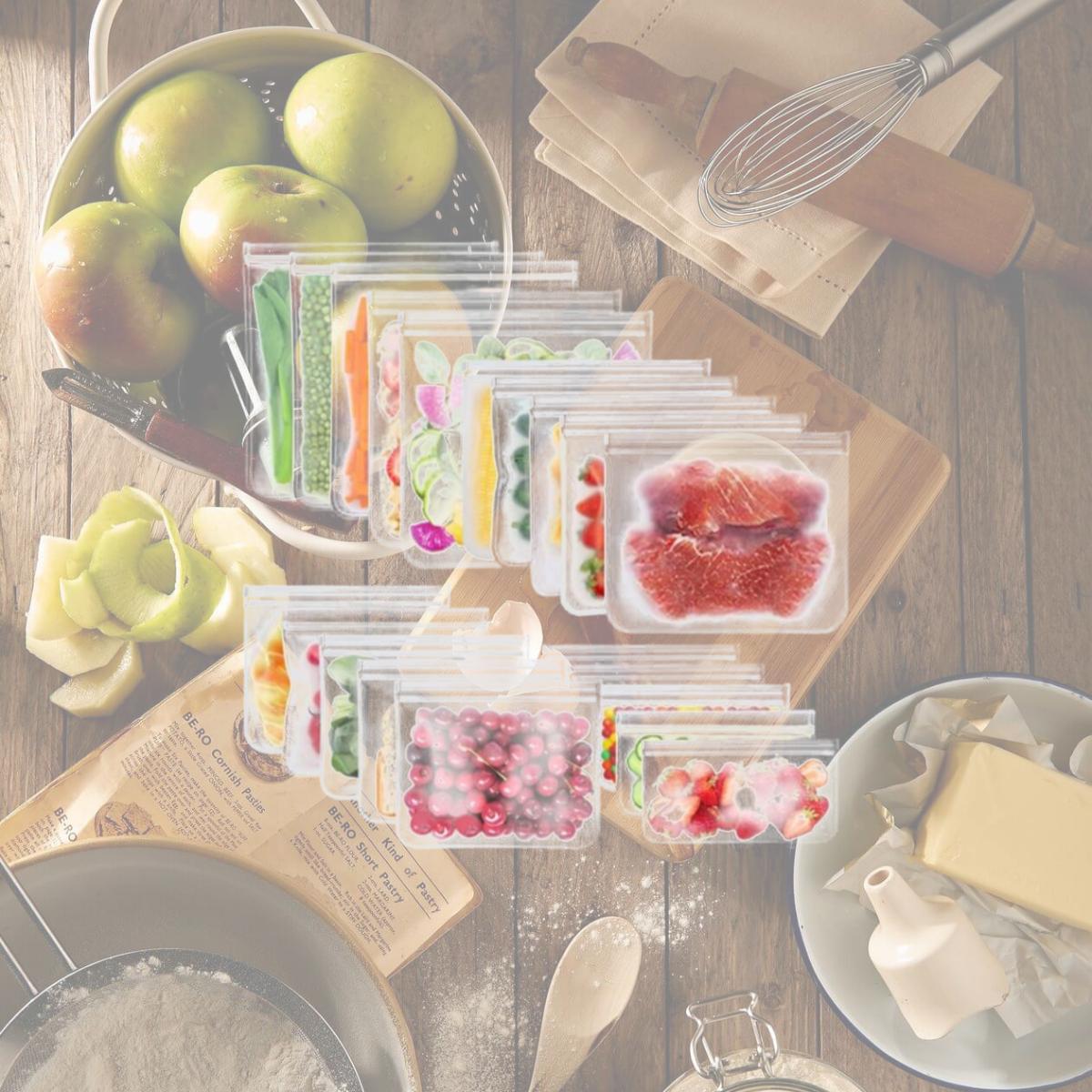Picture of Fresh Fab Finds FFF-GPCT4443 Reusable Food Storage Bags with 5 Sandwich Snack Gallon Quart & Leakproof BPA Free Food Container Freezer Safe Lunch Bag - 20 Piece - Unisex