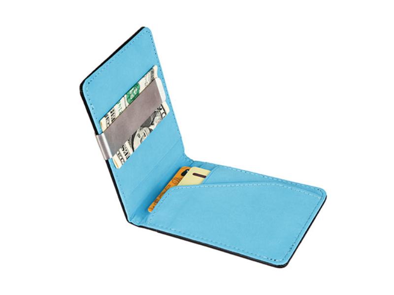 FFF-Blue-GPCT843 PU Leather Wallet RFID Blocking Slim Bifold Credit Card Holder with Money Clip, Blue - Unisex