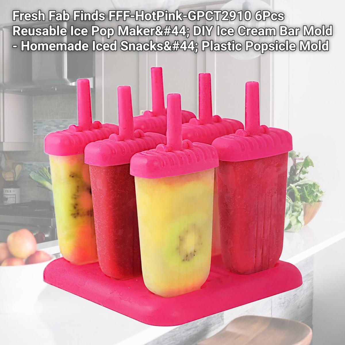 Picture of Fresh Fab Finds FFF-HotPink-GPCT2910 6Pcs Reusable Ice Pop Maker, DIY Ice Cream Bar Mold - Homemade Iced Snacks, Plastic Popsicle Mold