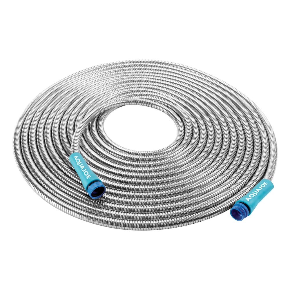 Ajsgh50 50 Ft. Heavy-duty Spiral Constructed Metal Garden Hose Stainless Steel