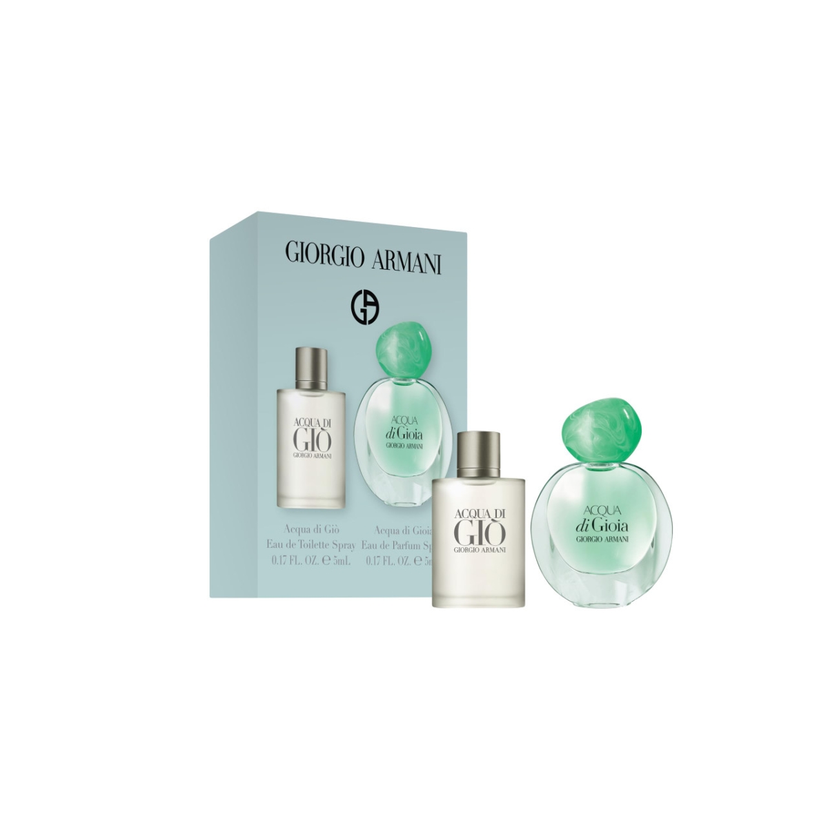 GAS57746 Armani Set - Acqua Di Gio Men 5 ml Eau De Toilette Mini Plus Acqua Di Gioia 5 ml Eau De Parfum Mini - 2 Piece