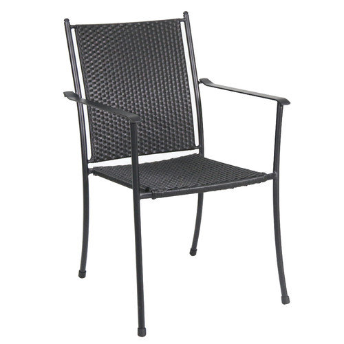 Euro S345000-04-wbbn Cambridge Outdoor Steel Stackable Black Wicker Chair, - 25 X 22 X 34.5 In.