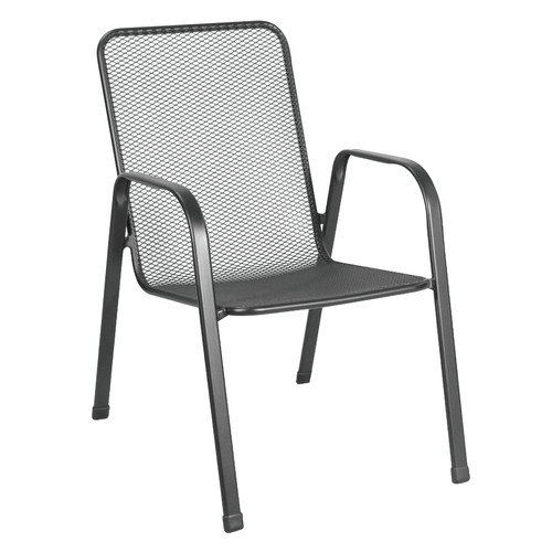 Euro S365000-04-mhbn Verona Outdoor Steel Black Stackable Mesh Chair, - 29 X 22 33.5 In.