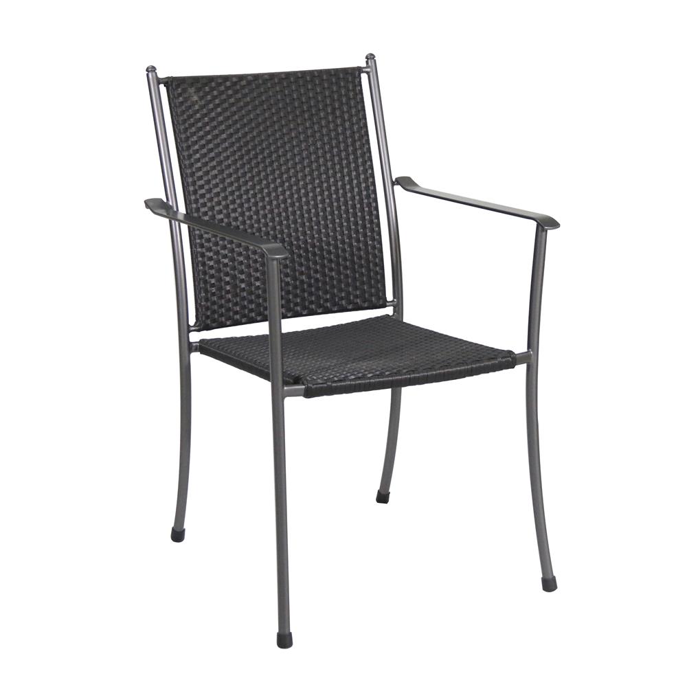 Euro S345000-04-wggn Cambridge Outdoor Steel Stackable Grey Wicker Chair, - 25 X 22 X 34.5 In.