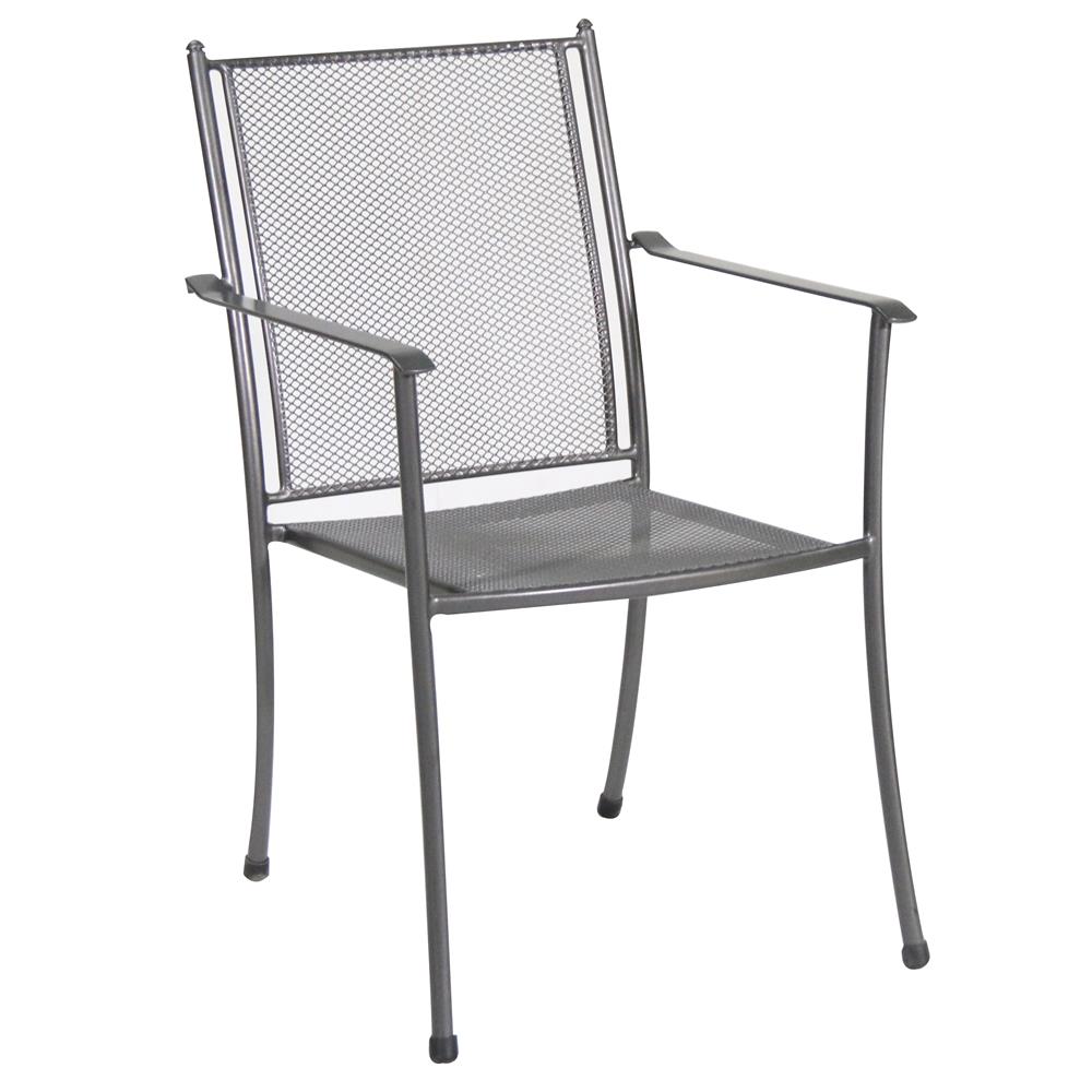 Euro S345000-04-mhgn Cambridge Outdoor Steel Grey Stackable Mesh Chair, - 24.25 X 22 X 34.5 In.