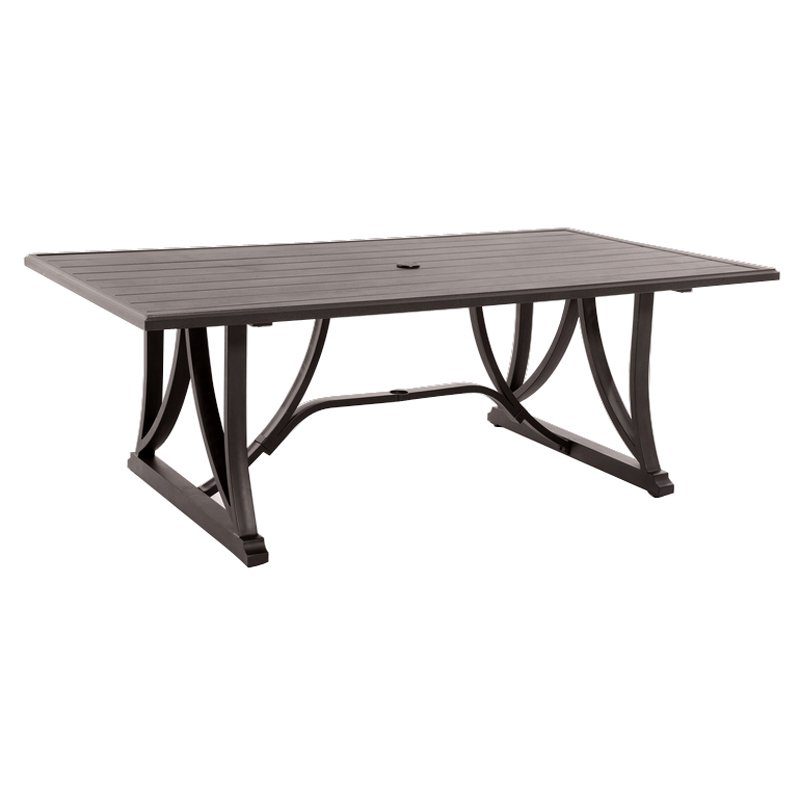 Portica L884484-01-tbtn Post Leg Slats Outdoor Rectangular Dining Table, Black - 84 In.x44 In.x28.5 In.