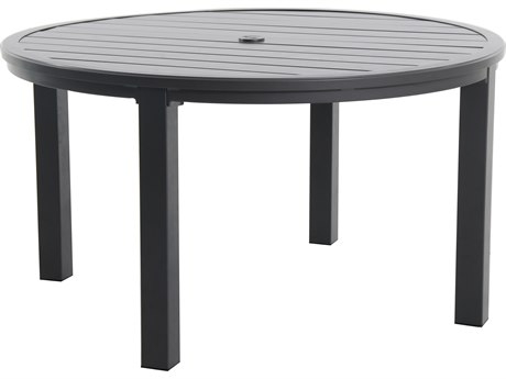 Portica L8854rd-01-fptn Post Leg Slats Outdoor 54 In. Round Dining Table, Black