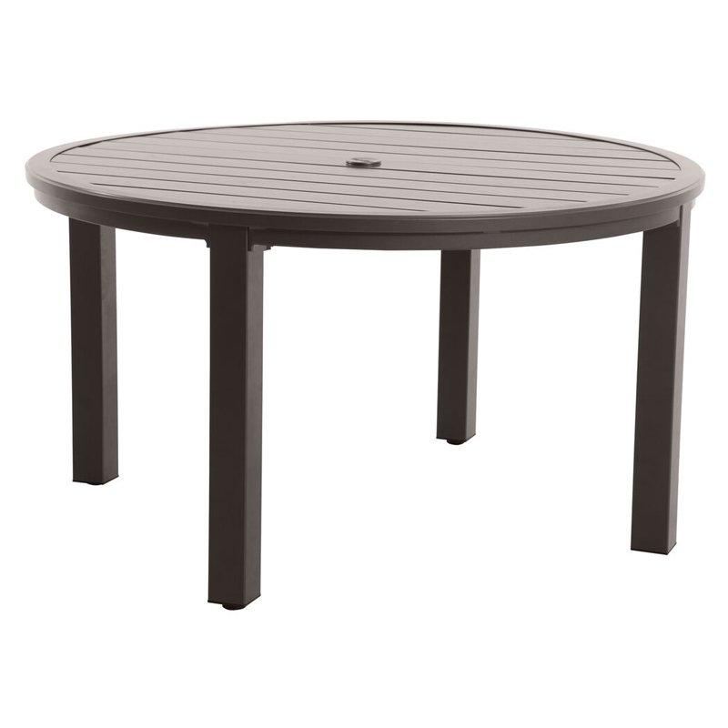 Portica L8854rd-01-fpan Post Leg Slats Outdoor 54 In. Round Dining Table, Dark Brown