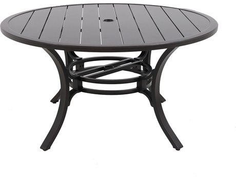 Portica L1254rd-01-fpcn Center Ring Slats Outdoor 54 In. Round Dining Table, Black
