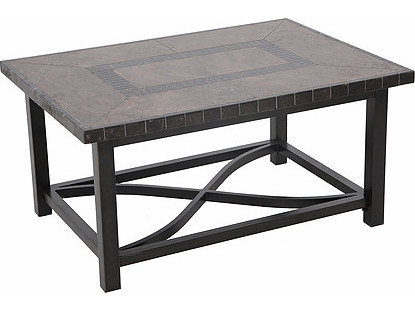 Portica V133244-01-trtn 44 X 32 X 20 In. Stone & Porcelain Outdoor Coffee Table, Mahogany