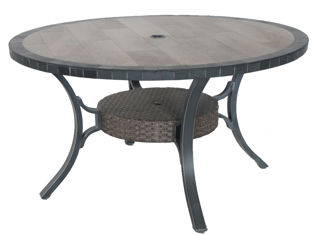 Portica V0254rd-01-trln 54 X 54 X 29 In. Stone & Porcelain Outdoor Round Dining Table, Slate