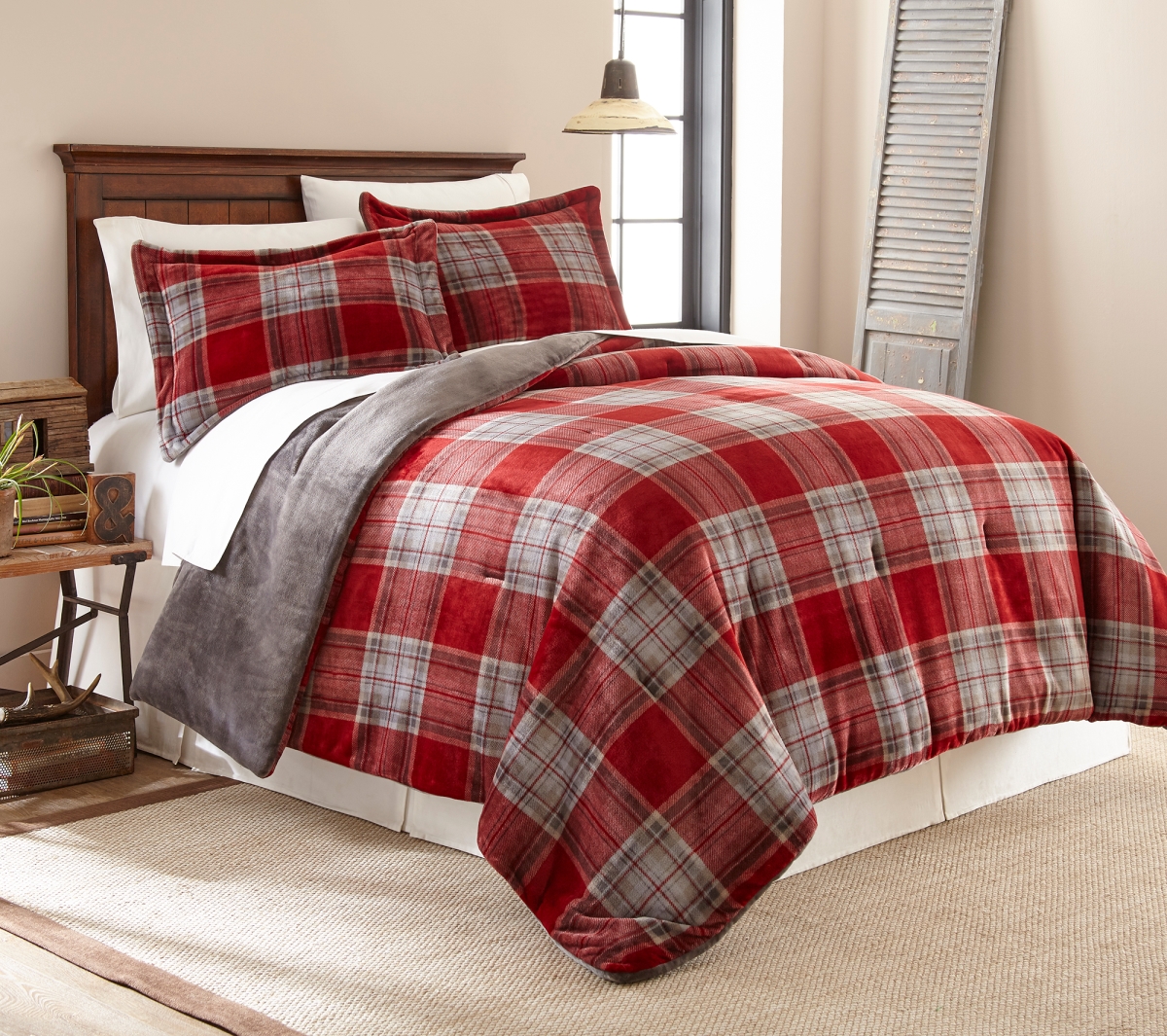 UPC 801418196527 product image for C1705080-K-ALNPLD 104 x 90 in. Allen Plaid Reversible Printed Plush Comforter Mi | upcitemdb.com