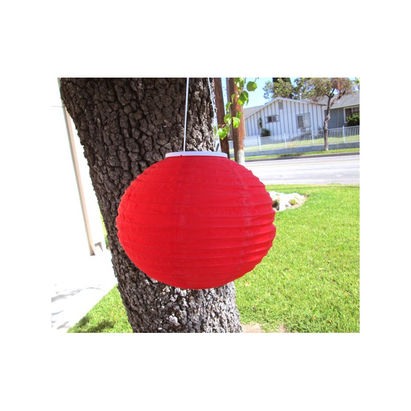 12 In. Fabric Round Oval Hanging Lantern, Red