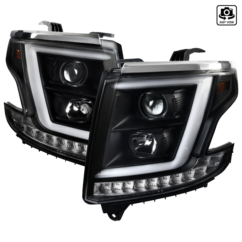 2lhp-tah15jm-tm Drl Bar Projector Head Light For 2015-2018 Chevrolet Tahoe - Black