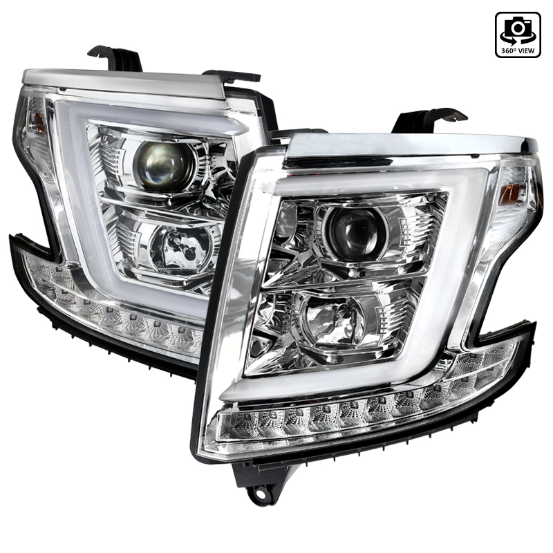Drl Bar Projector Head Light For 2015-2018 Chevrolet Tahoe - Chrome
