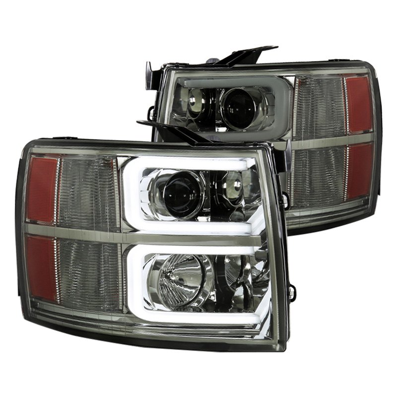Spec D Tuning 2LHP-SIV07G-RS Chrome & Smoke LED DRL Bar Projector Headlights for 2007-2013 Chevy Silverado 1500 Spec D Tuning 2LHP-SIV07G-RS Chrome & Smoke LED DRL Bar Projector Headlights for 2007-2013 Chevy Silverado 1500