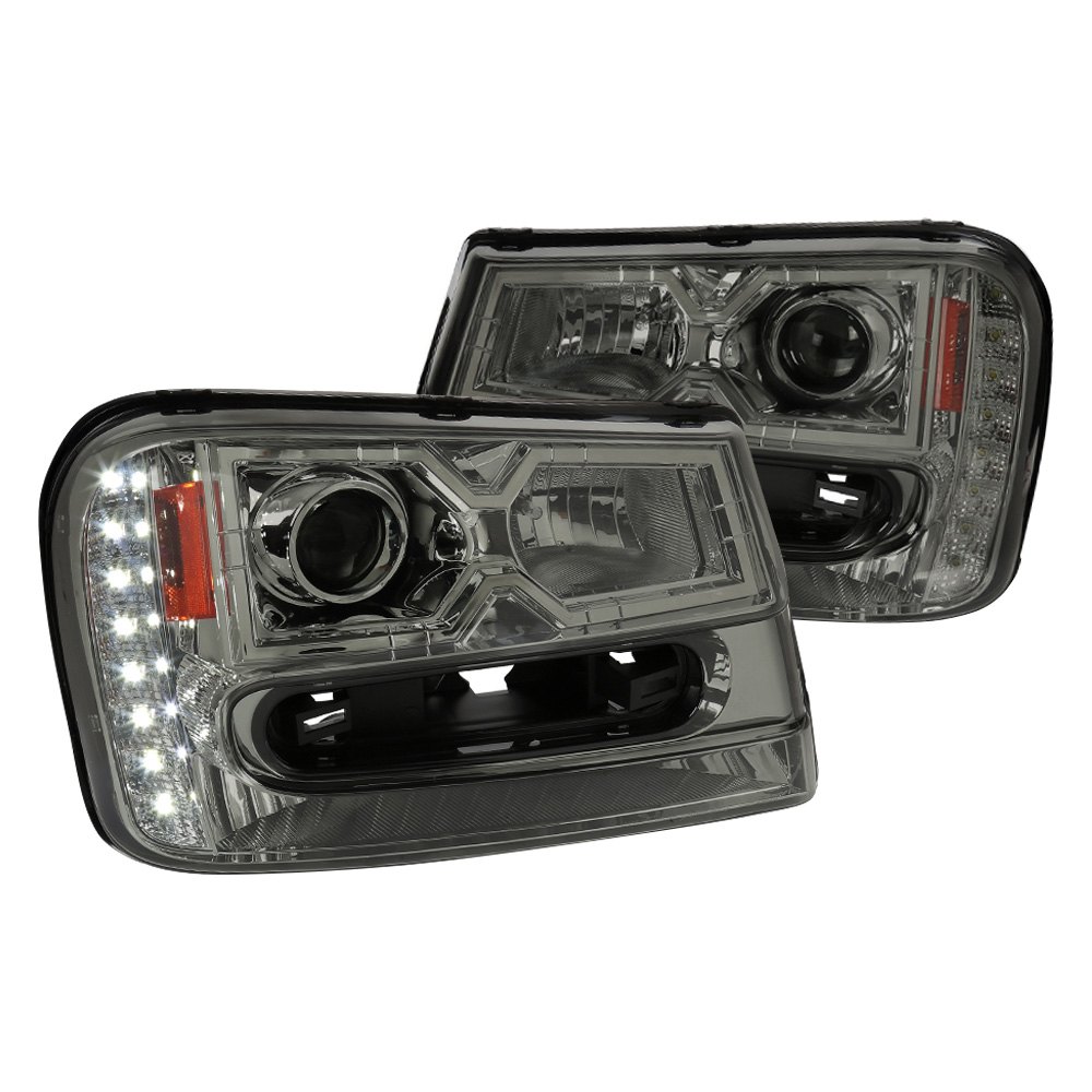 Spec D Tuning 2LHP-TBLZ02G-V2-RS Chrome & Smoke Projector Headlights with LED DRL for 2002-2009 Chevy Trailblazer Spec D Tuning 2LHP-TBLZ02G-V2-RS Chrome & Smoke Projector Headlights with LED DRL for 2002-2009 Chevy Trailblazer
