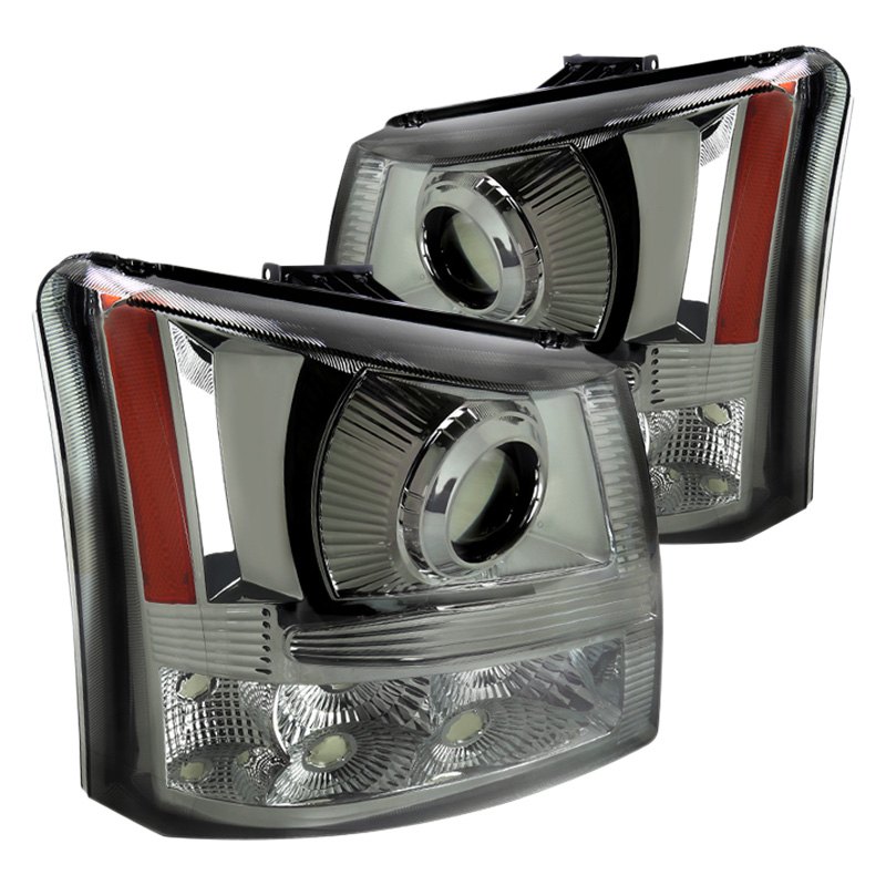 Spec D Tuning 2LHP-SIV03G-ABM Chrome & Smoke Projector Headlights with Bumper Lights for 2003-2007 Chevy Silverado 1500 Spec D Tuning 2LHP-SIV03G-ABM Chrome & Smoke Projector Headlights with Bumper Lights for 2003-2007 Chevy Silverado 1500
