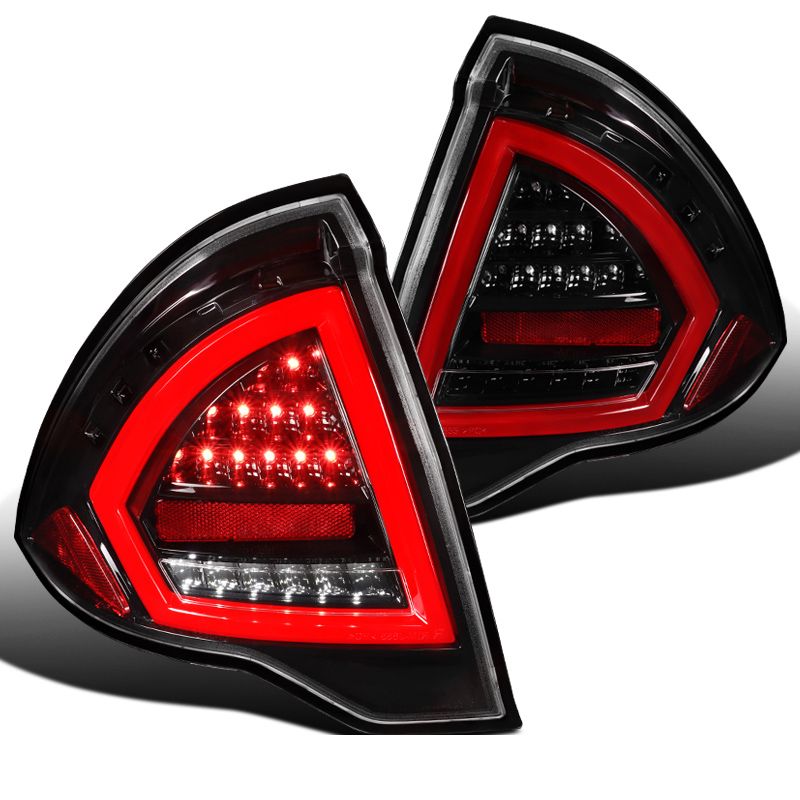 Led Red Bar Tail Lights With Glossy Black Housing & Clear Lens For 2010-2012 Ford Fusion