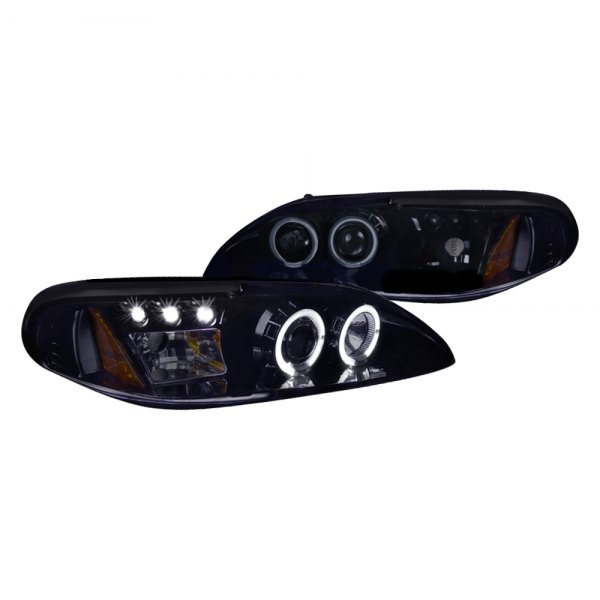 2lhp-mst94g-v2-tm Projector Headlights, Full Glossy With Smoked Lens 94-98 Ford Mustang