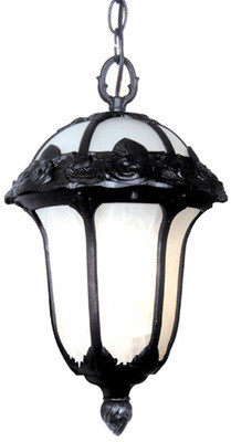 F-3714-blk-sg Rose Garden Large Pendent Light With Clear Seedy Glass, Black