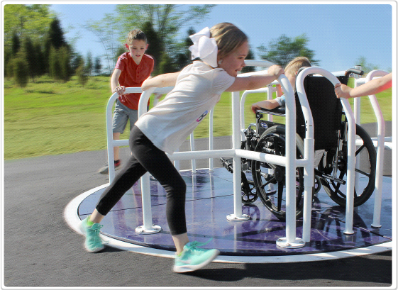 301-147p 8 X 8 Ft. Wheelchair Accessible Mery Go Round, Purple & White Rails
