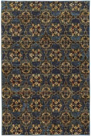 A6883c076365st 2 X 12 Ft. 6 In. Andorra Area Rug, Blue & Gold