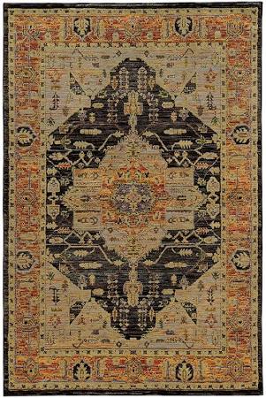 A7138b076365st 2 X 12 Ft. 6 In. Andorra Area Rug, Gold & Grey