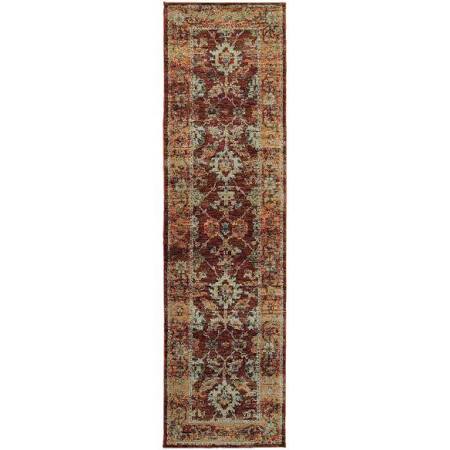 A7154a076365st 2 X 12 Ft. 6 In. Andorra Area Rug, Red & Gold