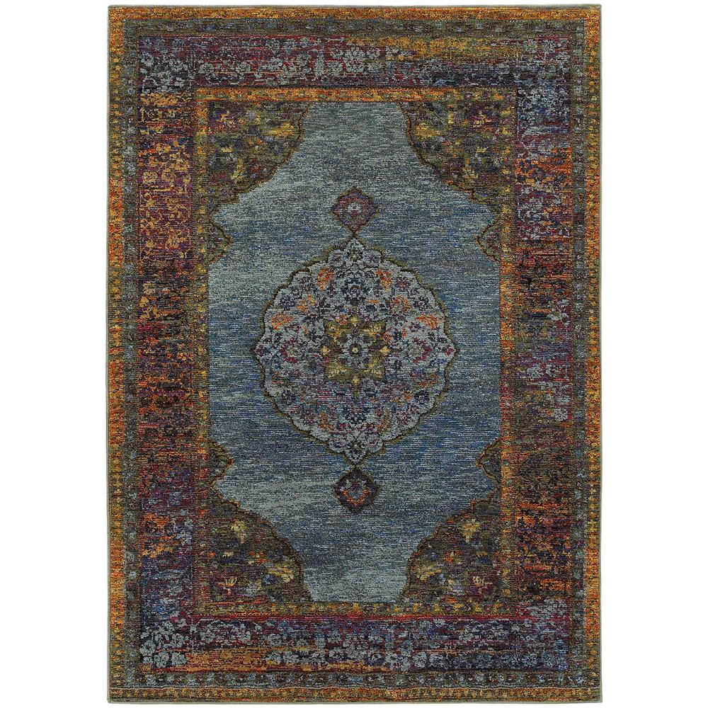 A7139a240rdst Andorra Indoor Traditional Oriental Round Rug, Blue - 7 Ft. 10 In.