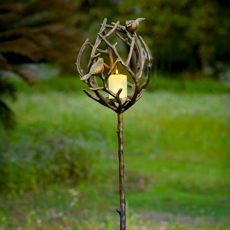 34553 Birds Nest Candleholder Garden Stake
