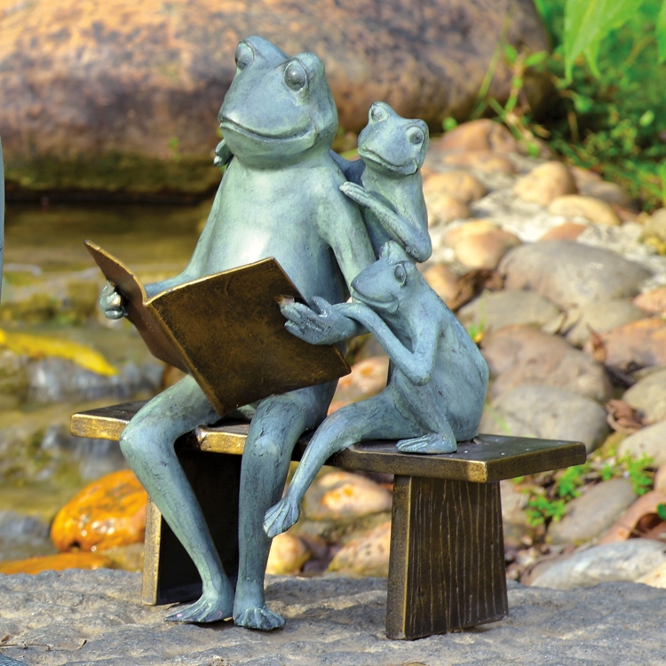 34556 Reading Frog Family Garden Sculpture