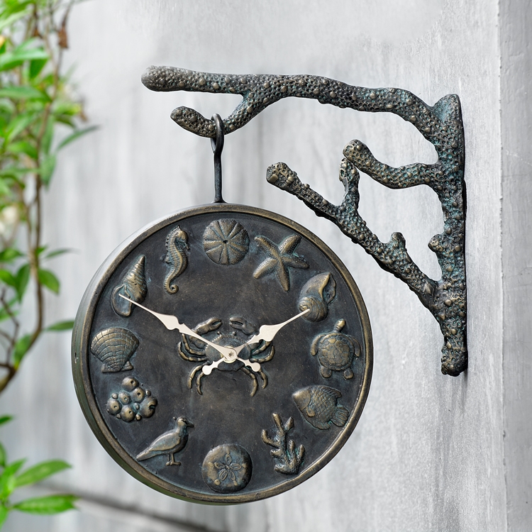 34559 Undersea Life Garden Clock & Thermometer