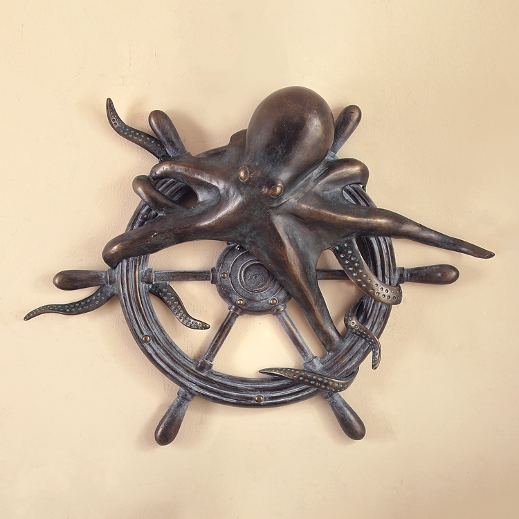 34560 Octopus & Ships Wheel Wall Plaque