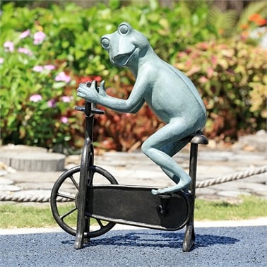 34871 Workout Frog On Bicycle Garden - 20 X 14 X 7 In.