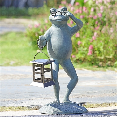 34879 Professor Frog Led Garden Lantern - 21.50 X 13.50 X 9.50 In.