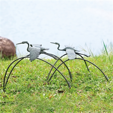 34885 Cranes & Reeds Garden Pair Sculptures - 18 X 24 X 10.50 In.