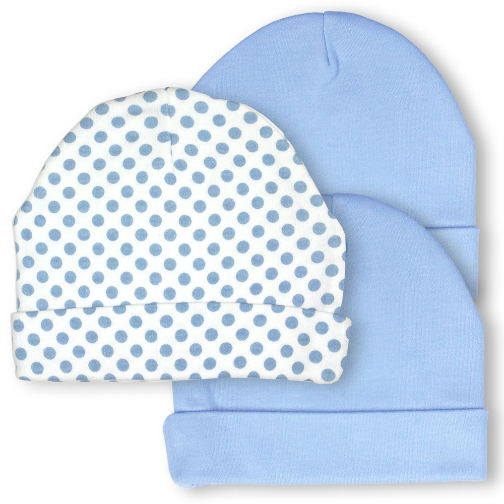 061-3-bu 3 Piece White & Blue Infant Cap Beanie Set, 0-6 Months