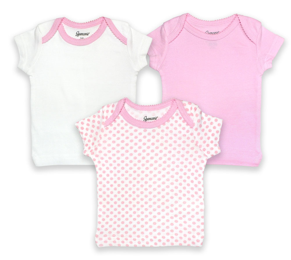 151-3-12-pi 3 Piece White & Pink Lap Shoulder Shirt Set, 9-12 Months
