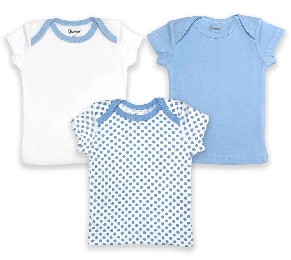 151-3-24-bu 3 Piece White & Blue Lap Shoulder Shirt Set, 24 Months