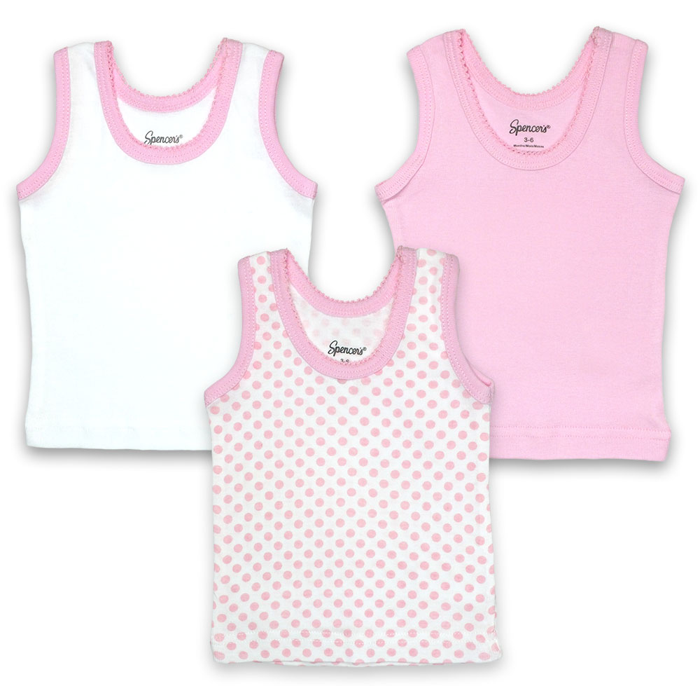 371-3-12-pi 3 Piece White & Pink Sleeveless Tank Shirt Set, 9-12 Months