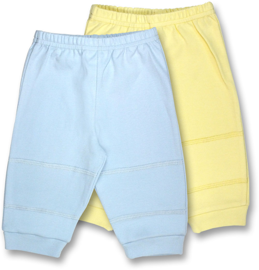 091b-2-12 2 Piece Blue & Yellow Boys Cotton Knit Pants - 9-12 Months