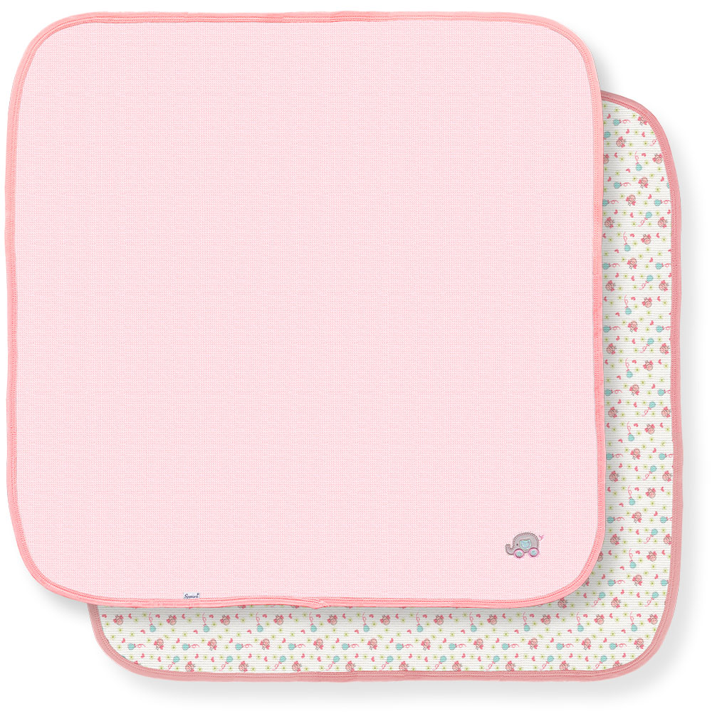 223g-2 2 Piece Pink & White Girls Thermal Receiving Blanket Set, Birdies Print - 30 X 30 In.