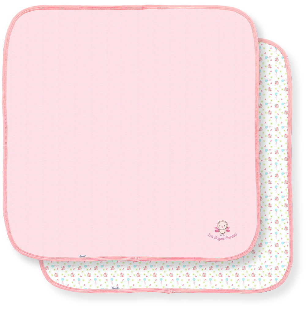 255g-2 2 Piece Pink & White Girls Cotton Blanket Set, Birdies Print - 30 X 30 In.