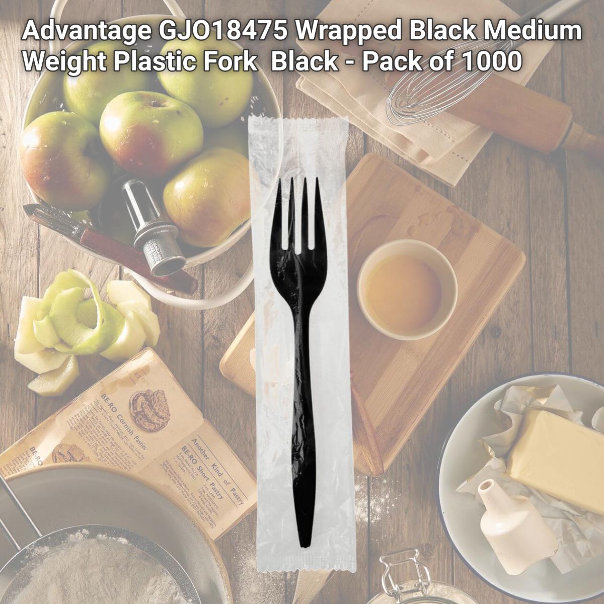 Picture of Advantage GJO18475 Wrapped Black Medium Weight Plastic Fork  Black - Pack of 1000