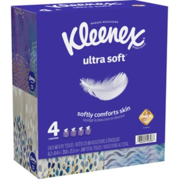 Ultra Soft Facial Tissues, White - Pack of 4