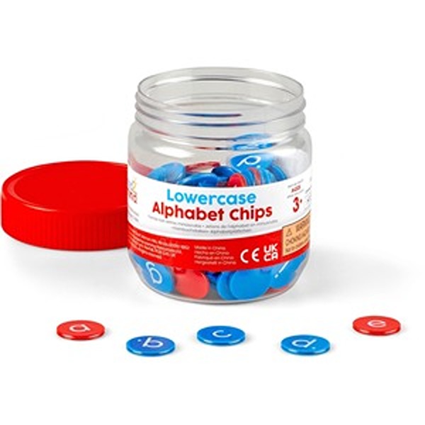 Hand2Mind Lowercase Alphabet Chips Set, Rainbow