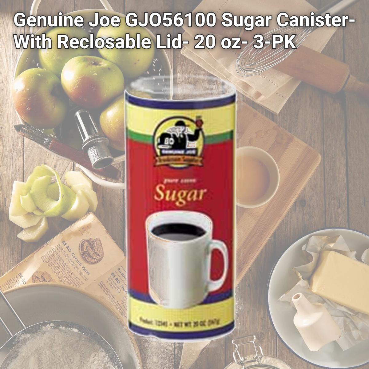 Picture of Genuine Joe GJO56100 Sugar Canister- With Reclosable Lid- 20 oz- 3-PK