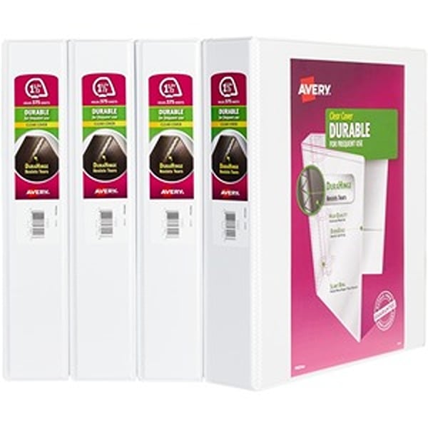 AVE17576 1.5 in. Durable View White Binders, Pack of 4